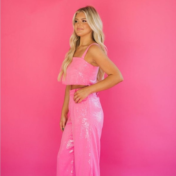 Pink sequin two piece set - Picture 2 of 4